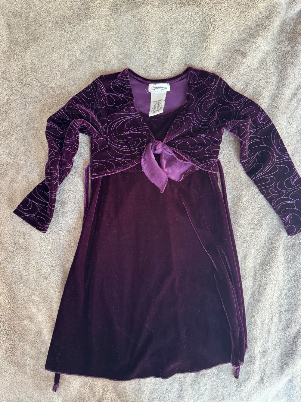 Speechless Deep Purple Velvet Long Sleeve Tie-Front Dress
